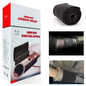 Amizuhe-1212 Amizuhe 721264361231 Fiberglass Repair Kit Automotive Exhaust Pipe Wrap 4 Inch X 15ft 1 Black
