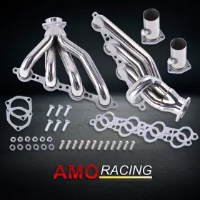 Ar38256 Amoracing Exhaust Headers Silver Stainless Steel Fit Chevy S10 Blazer Ls1 Sonoma 1982-2004