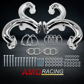 Ar38278 Amoracing Chrome Ram Horn Exhaust Manifolds Fit Chevy Sbc 283 305 327 350 383 400