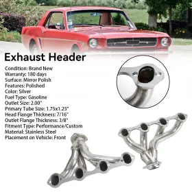 C265-a014 Amotopart Stainless Hugger Exhaust Headers Fits Ford Short Block Windsor 289 302 351