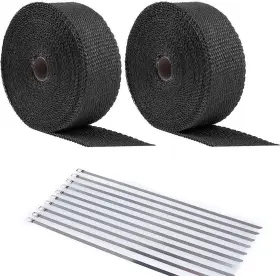 000337 Ants Part 20pcs Ties 2 Roll X 50ft Black Motorcycle Exhaust Heat Wrap