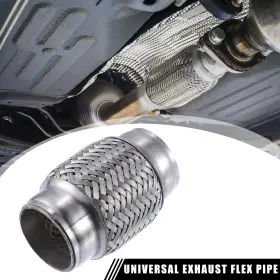 Automall Tech 726215362954 Universal 1.75 Inch X 4 With Ends Long Exhaust Flex Pipe Double Braid Tube 1pcs