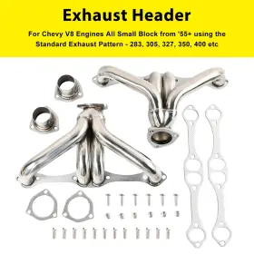 C265-a154 Bruce&shark Exhaust Header Manifold For Chevy Small Block Sb V8 262 265 283 305 327 350 400