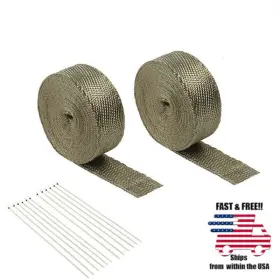 Bstflex 768634800785 2 Rolls Inch X 50ft Thermal Header Pipe Tape Titanium Exhaust Wrap 20 Ties Kit