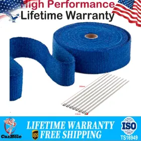 Carbole 2inch 15m 2 Inch 50ft Roll Manifold Exhaust Heat Wrap Tape Titanium Header Turbo Pipe 10 Ties