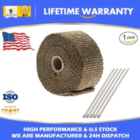 Hwp-t-0205-3k Carbole 2 Inch Titanium Exhaust Heat Wrap Roll For Motorcycle Fiberglass Shield Tape