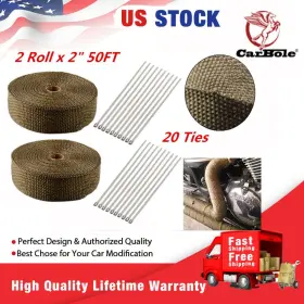 Lv116250 Carbole Universal 50ft Exhaust Header Wrap Kit 2 Inch Fiberglass Heat Tape 1650 F With Ties