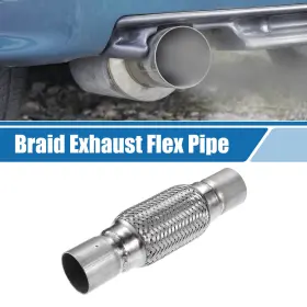 Carpopart 766549512700 Braid Exhaust Flex Pipe 1.85 Inch Id 2.01 Od For Car Silver Tone