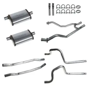 Exk3hsm Cj Classics Dual Exhaust Kit 2 Inch With H-pipe/street Max Mufflers For 289 Hi-po Man