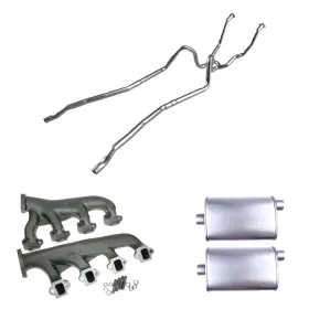Exkm171a Cj Classics Dual Exhaust Kit 2.25 Inch With Mufflers/ 289 Hi-po Mani Mustang 260/289/302 1965-1970