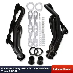 R26637 Demotor Performance Black Steel Exhaust Headers For Chevy Sbc Gmc 1500 2500 Pickup V8 1988-1995