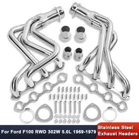 R27353 Demotor Performance For Ford F100 1969-1979 Rwd 302w 5.0l V8 Stainless Headers Manifolds Polished