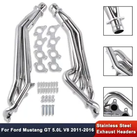 Demotor Performance R27363 For Ford Mustang Gt 5.0l V8 11-2016 Exhaust Manifold Header Polished Stainless