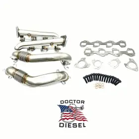 Doctor Diesel Usa 01 02 03 04 6.6 6.6l Lb7 2001-2004 304ss Upgraded High Flow Manifolds And Up Pipes For Duramax