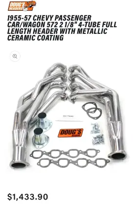 D359-r Dougs Headers D359 And Exhaust Chevy 55-57 Full Length