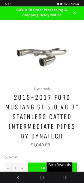 722-75320 Dynatech 3 Inch Stainless Catted Intermediate Pipes