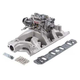Edl-2034 Edelbrock 2034 Single-quad Manifold And Carb Kit For Small-block Ford 351-w