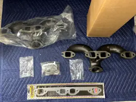 9300312 Ford Speedway Y-block V8 Exhaust Manifolds Nib With Hardware And Gaskets