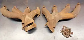 C1ae9431 Ford 60-62 Galaxie Exhaust Manifolds 352 390 406 Fe Big Block Engine Shorty Pair