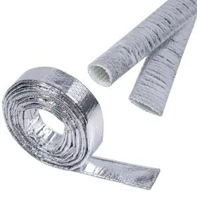 Fourub Uam028xw08 Automotive Aluminum Heat Shield Sleeve Wrap Up To 485 F 3/8 Inch Diameter 22ft