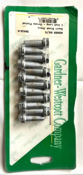 56418-h Gardner-westcott Header Bolts Small Block Chevy 1 Inch Long/chrome Plated