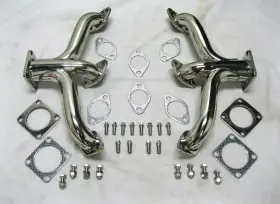 Gh1042ss Gearhead Enterprises 1932 53 Ford Car Truck Flathead V8 Shorty Center Dump Exhaust Ss Headers Return