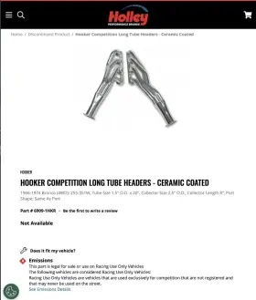 6901-1hkrc Hooker Headers 6901-1hkr New Header-c4 66-77 Ford Bronco