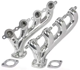 Jegs 30142 Exhaust Manifolds For Gm Ls Silver Ceramic Coated Cast Iron