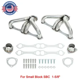Mt001185 Jonjea 1955-57 Chevy Small Block Sbc Stainless Shorty Headers 1-5/8 Inch For Gm Steering V8