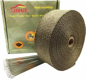Ledaut 603629368393 2 Inch X 50ft Titanium Exhaust Heat Wrap Roll For Motorcycle Fiberglass Hea