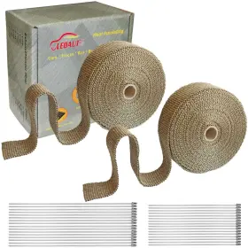 Hmhrt2 Ledaut 2 Inch X 50ft Titanium Exhaust Heat Wrap Roll For Motorcycles Fiberglass Tape