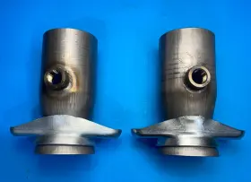 250300ss202 Man Made 2.5 Inch Ball Header To 3 Od 409 Stainless 2 Bolt With 02 Bungs Socket Collectors