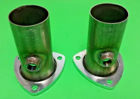 300250cs2o22 Man Made 3.00 Inch Header To 2.50 409 Stainless 3 Bolt Flange Collector Reducers With 02 Bungs