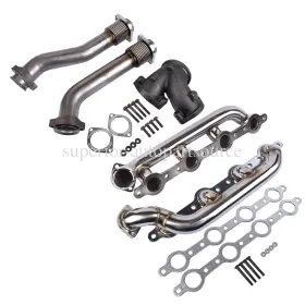 73ssma0n Oe Quality Stainless Headers Manifolds &turbocharger Up Pipe Kit For 99-03 Ford 7.3l 679005
