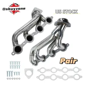 Osbuyzone Eh28985-7-os Polished Shorty Headers For 02-16 Chevy Silverado 1500 2500hd 3500hd 4.8 5.3 6.0