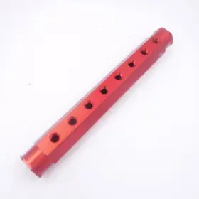 Am0812500 Plastic Process Equipment 8 Port Aluminum Manifold 1-1/4 Inch Inlet 1/2 Outlet 19 Oal Red