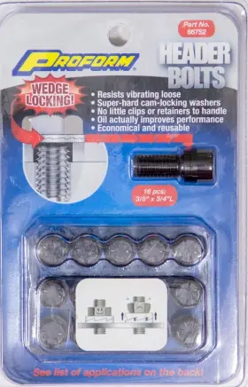66752 Proform Wedge Locking Header Bolts - Fits 3/8 X 3/4l 16