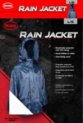 B44523 Safety Works Inc 662909649232 Lrg Nvy Boss Raincoat - B44523/l