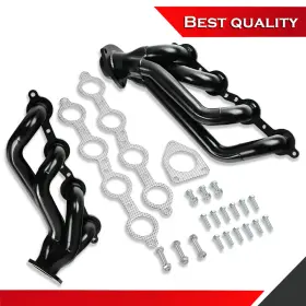 Sv27488 Shopvertex Exhaust Headers With Gasket Suit Chevy Gmc Trucks Suv 4.8l 5.3l 6.0l 2002-2013 Bk