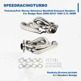 Spt-ags1316 Speedracingturbo Shorty Manifold Exhaust Header For 09-18 Dodge Ram 1500 Hemi 5.7l Truck Pick Up