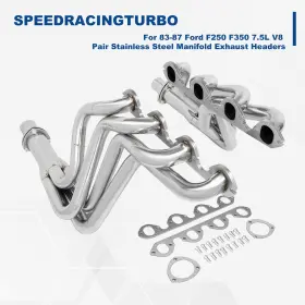 Spt-ehd1330 Speedracingturbo For 83-87 Ford F250 F350 7.5l V8 Pair Stainless Steel Manifold Exhaust Headers