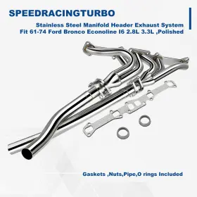 Spt-ehd1403 Speedracingturbo Stainless Steel Manifold Header Exhaust Fit 61-74 Ford Bronco Econoline 3.3l I6