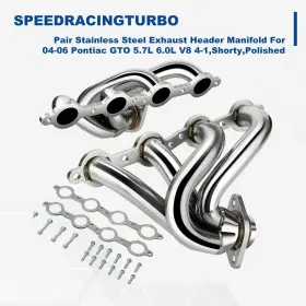 Spt-ehd1414 Speedracingturbo Stainless Steel Exhaut Header For 04-06 Pontiac Gto 5.7l 6.0l V8 4-1 Shorty Pair