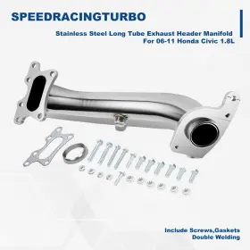 Spt-ehd1421 Speedracingturbo For 06-11 Honda Civic 1.8l Stainless Steel Long Tube Exhaust Header Manifold