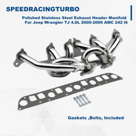 Spt-ehd1432 Speedracingturbo Stainless Steel Exhaust Header Manifold For 00-06 Jeep Wrangler Tj 4.0l Amc 242