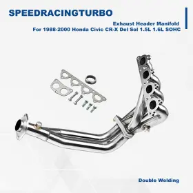 Spt-ehd1473 Speedracingturbo 4-2-1 Long Tube Exhaust Manifold Header For 1988-1997 Civic Cr-x Del Sol 1.5 1.6
