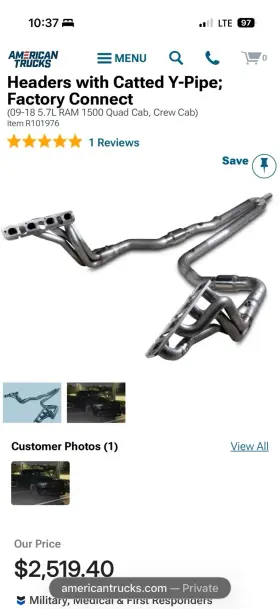 R101975 Stainless Works 1 1/78 Inch Long Tube Headers With Catted Y-pipe Factory Connect