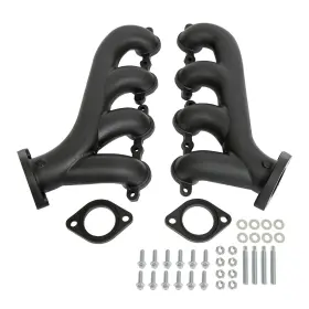 G9080b Summit Racing Exhaust Manifolds Iron Black Ceramic Chevy Ls Series Engines Pair
