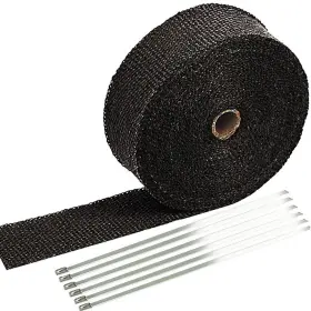 Sunplustrade 751871555648 2 Inch X 50ft Black Exhaust Heat Wrap Roll For Motorcycle Fiberglass Shield Tape