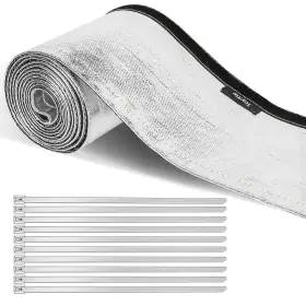 Toyitte 15cm 3m Aluminized Heat Shroud Sleeve For 1.5 Inch Hoses Hightemperature Protection 10ft
